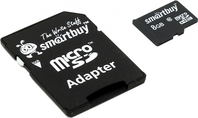  SmartBuy <SB8GBSDCL10-01> microSDHC 8Gb Class10 +  microSD-->SD  Adapter  